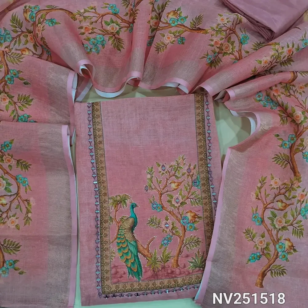 pink tissue silk cottton unstitched salwar material nv251518-Neidhal