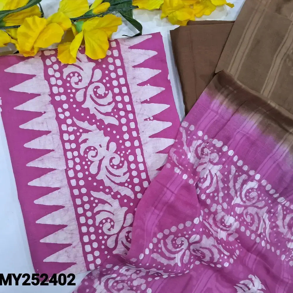 Pink wax batik soft cotton unstitched salwar material my252402-Neidhal