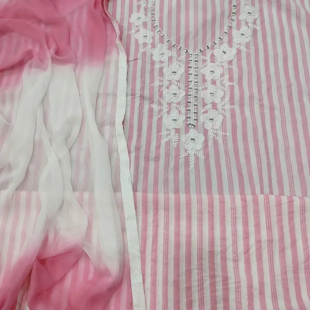 Pink white striped cotton salwar material ap252001-Neidhal
