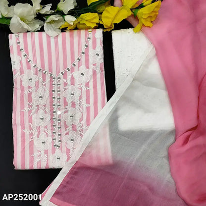 Pink white striped cotton salwar material ap252001-Neidhal