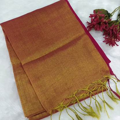 Pinkish gold tissue silk saree ns233-Neidhal