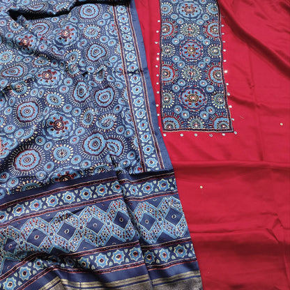 Pinkish maroon maslin silk salwar material mr251204-Neidhal