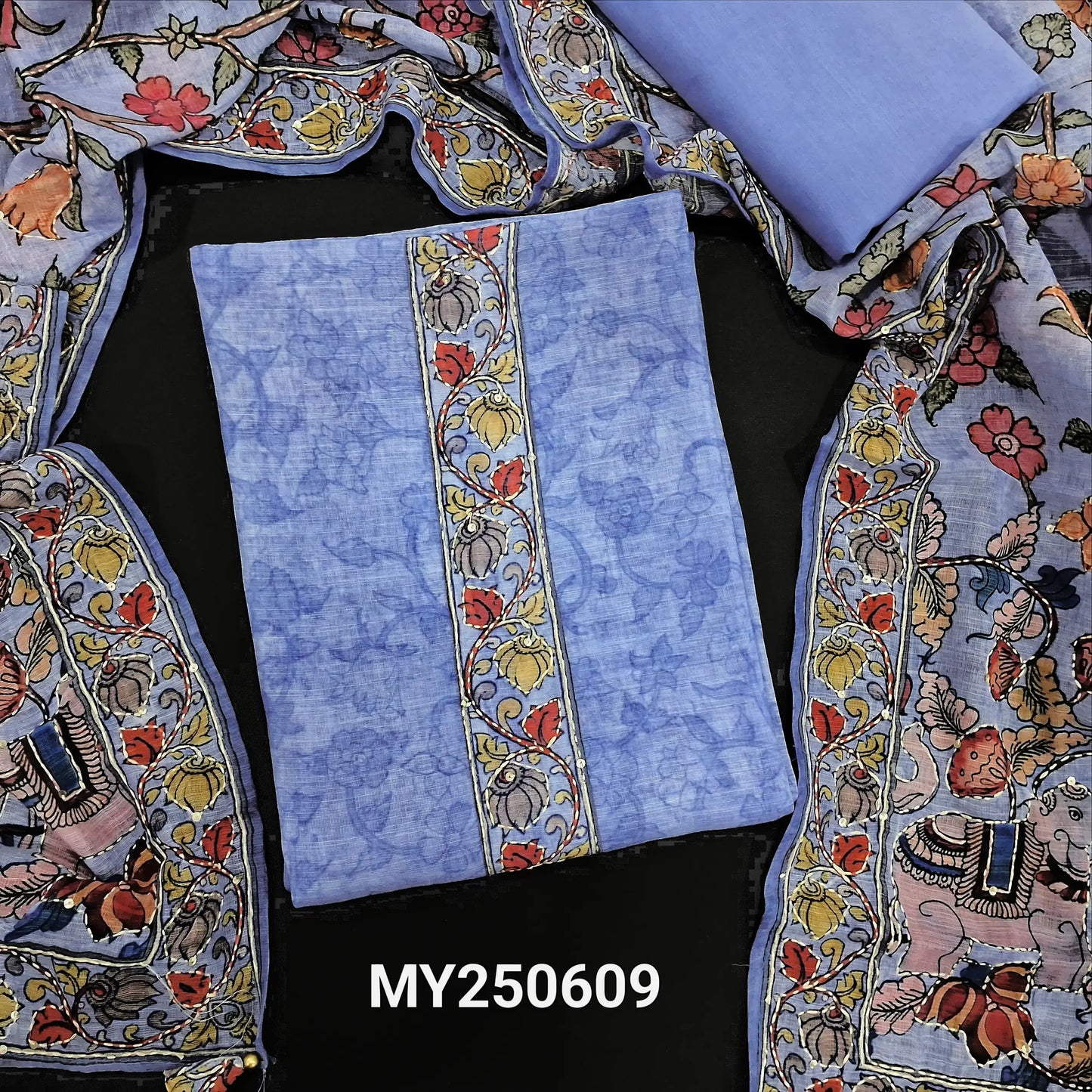 Powder blue digital printed linen salwar material my250609-Neidhal