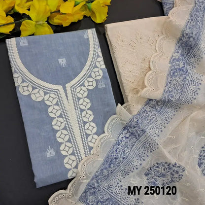 Powder blue handloom cotton salwar material my250120-Neidhal