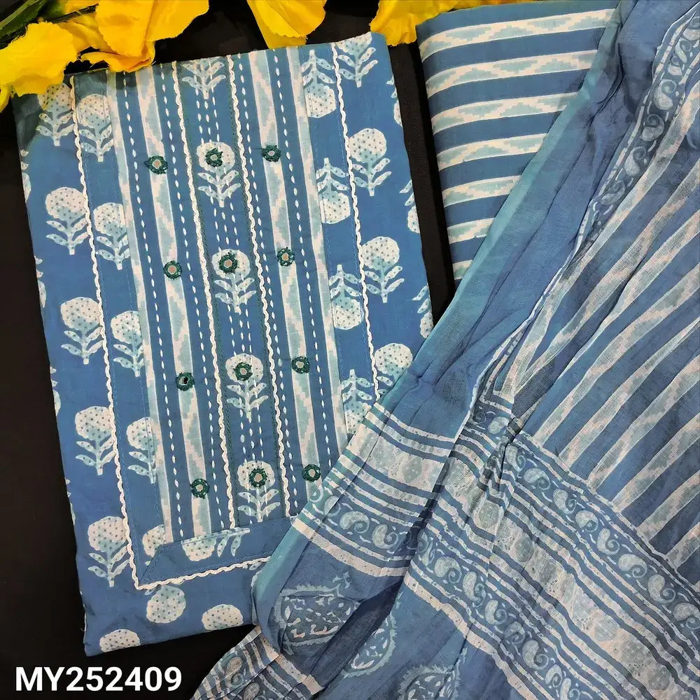 Powder blue printed cotton salwar material my252409-Neidhal