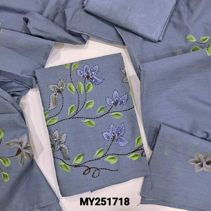 Powder blue slub silk cotton salwar material my251718-Neidhal