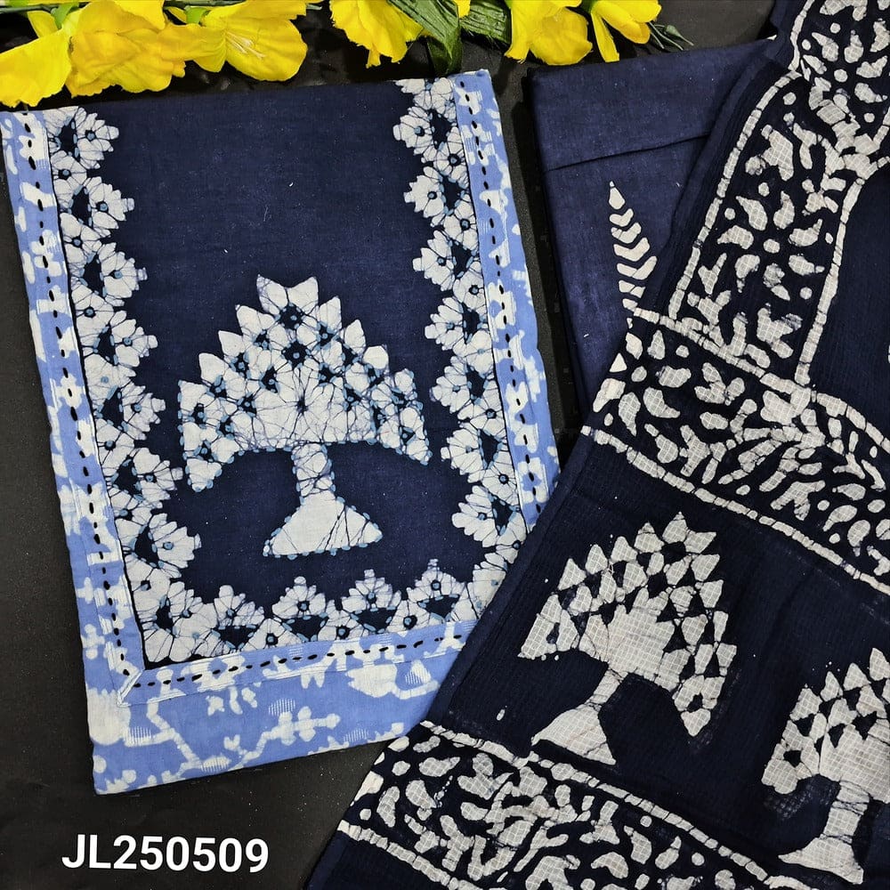 Powder blue wax batik jakard cotton salwar material jl250509-Neidhal