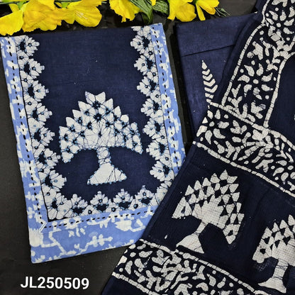 Powder blue wax batik jakard cotton salwar material jl250509-Neidhal