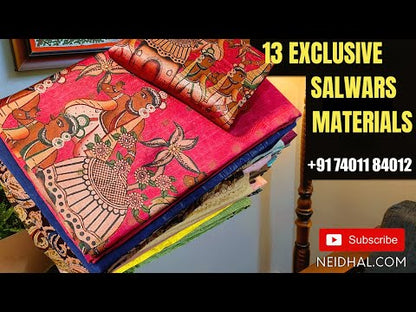 Dark purple with golden tint tissue silk cotton unstitched salwar material, bead& sequins work on yoke(thin, lining needed)matching silk cotton bottom,soft tissue silk cotton dupatta with copper zari woven design( DESIGN MIGHT VARY) CODE DC242302