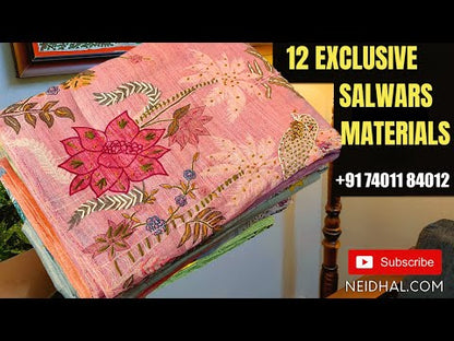 Black base Printed premium satin cotton unstitched salwar material, block printed yoke, polka dots all over(lining optional)matching spun cotton bottom, printed pure cotton stole like dupatta. CODE MY251618