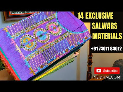 Half white base printed pure cotton unstitched salwar material, self embroidered on front(lining needed)sage green printed pure cotton bottom, printed pure mul cotton dupatta. CODE JL251203