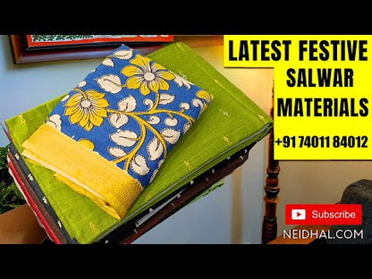 Premium Reddish Maroon raw silk unstitched salwar material (lining needed) thread woven buttas allover, silver grey silk cotton bottom, kalamkari printed chennuri silk dupatta(TAPING NEEDED). DC251502