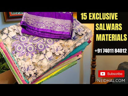 Indigo blue hand block printed pure cotton unstitched salwar material(lining needed)block printed cotton bottom, block printed pure mul cotton full length dupatta(REQUIRES TAPINGS). CODE JL251016