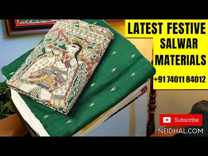 Rust orange premium silk cotton unstitched salwar material ( soft,lining needed) rich thread zari weaving daman, matching silk cotton bottom,silk cotton dupatta with tissue and weaving pallu. MR261301