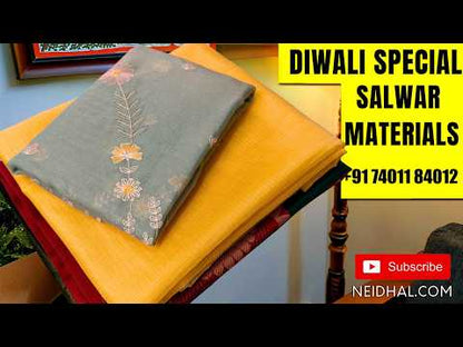 Black premium silk cotton unstitched salwar material,floral buttas on front,patola weaving on daman,(lining needed)silk cotton bottom, patola weaving on full length silk cotton dupatta with contrast pallu and tassels. OC262405