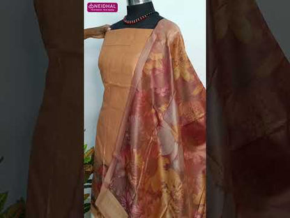 Dark peach designer jamdani woven silk cotton unstitched salwar material, zari woven buttas on front(lining needed)matching silk cotton bottom, jamdani hand woven premium silk cotton full length dupatta. CODE AG252404