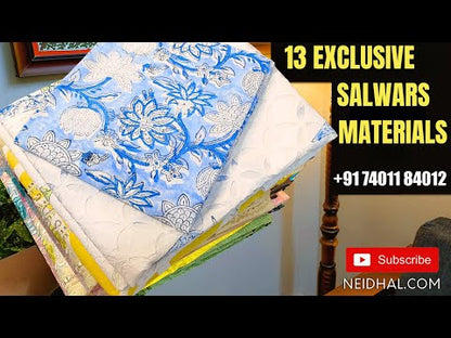 Mehandhi green satin cotton unstitched salwar material, hand work on yoke(lining optional)black cotton bottom, printed modal maslin silk short width dupatta. Code MY251508