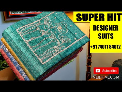 Black chanderi silk cotton salwar material with tissue border dupatta youtube video