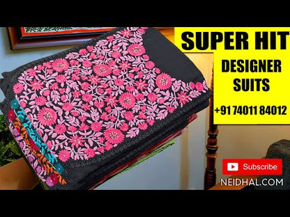 Pastel green printed premium linen unstitched salwar material, hand embroidered on front(thin fabric, lining needed)matching lining provided, NO BOTTOM, printed pure mul cotton short width dupatta. CODE FB250101