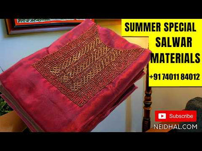 Blueish grey premium linen salwar material,floral design with hand embroidery work on front & daman  ( lining needed)santoon bottom, linen dupatta with hand embroidery & floral borders. SP262508