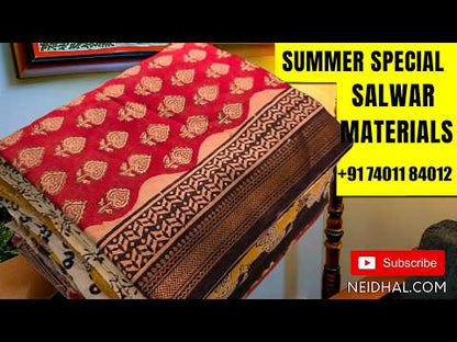 Lavender slub silk cotton unstitched salwar material,embroidery work on yoke,( lining needed) embroidered slub silk cotton bottom, embroidery work on silk cotton dupatta. OC261509