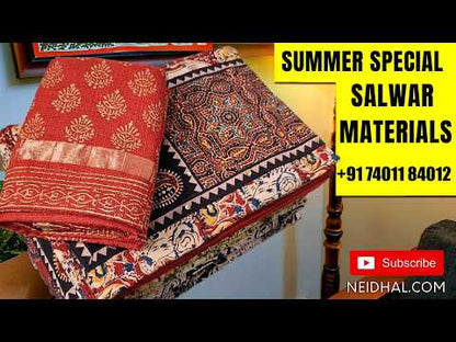 Designer dark pink jute silk unstitched salwar material, hand embroidery and sequins work on yoke(thin,textured,lining needed)santoon bottom,sequins work and bandhini printed on jute silk dupatta with pallu. MY261311