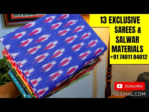 White printed cotton salwar material with sequin yoke work with chiffon dupatta youtube video