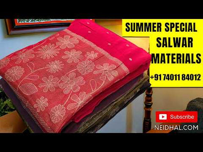Black premium benarasi kora unstitched salwar material, rich silver zari weaving on daman and front (Soft, Silky, Lining Needed)matching silky bottom, benarasi kora dupatta with zari weaving. SP261504