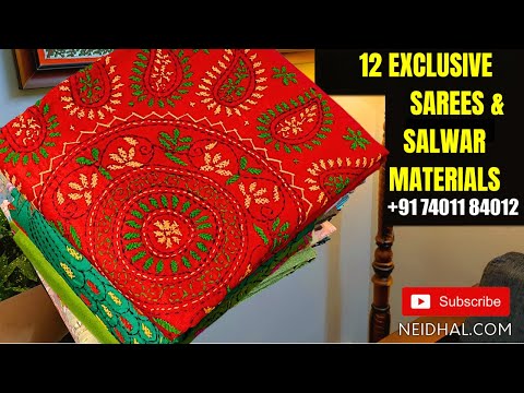 12 New Sarees & Salwar Material Designs | NEIDHAL Youtube video