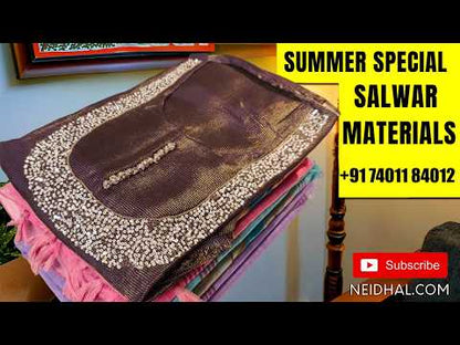 Off white tussar jamdani unstitched salwar material , thread weaving all over,(Thin, Lining Needed)silk cototn bottom,  tussar jamani dupatta with tissue pallu with rich weaving. SP261909