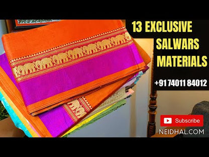 PREORDER Dark purple Dharwad mercerized handloom cotton unstitched salwar material, thread weaving design on daman(lining needed)matching handloom cotton bottom, Dharwad mercerized handloom cotton dupatta with borders. CODE SP250401