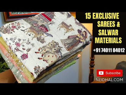 Mehandhi yellow ajrak hand block printed premium cotton unstitched salwar material(lining optional)black pure soft cotton bottom, bandhini dyed pure cotton dupatta with ajrak pallu(MISPRINTS ARE NOT CONSIDERED AS DEFECTS). CODE NV242916