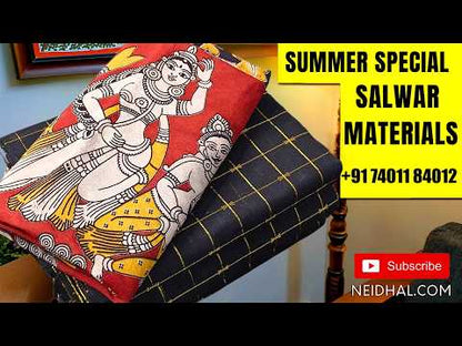Indigo blue ajrak printed taspa silk unstitched salwar material(lining needed) tissue borders on daman, matching cotton bottom, ajrak printed taspa silk dupatta with tissue pallu (TAPING NEEDED) MR262406