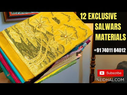 Half white schiffli embroidered pure cotton unstitched salwar material, kantha stitch yoke patch(lining needed)dark olive green block printed pure kantha cotton bottom, block printed pure soft cotton dupatta. CODE AP250410