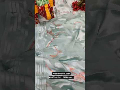 Pastel blue semi georgette unstitched salwar material, potli buttons on yoke(lining needed)matching silky fabric provided for both bottom& lining, brasso chiffon full length dupatta. CODE JL251703