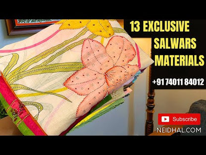 Dark grey jakard cotton unstitched salwar material(lining needed)printed cotton bottom, printed pure mul cotton full length dupatta(REQUIRES TAPINGS). CODE MY251817