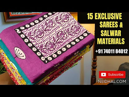 Black premium crepe georgette unstitched  salwar material, hand embroidered on front(thin fabric, lining needed)red spun cotton bottom, batik dyed pure crepe georgette dupatta. Code AP252115