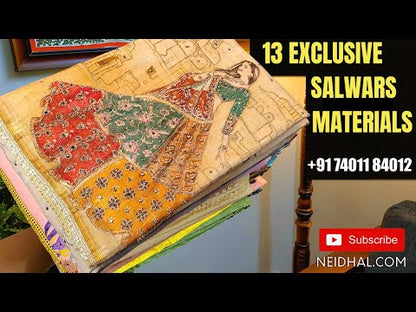 Light chocolate brown premium slub cotton unstitched salwar material, printed yoke patch with fancy buttons(lining needed)printed cotton bottom, bloc printed dual shaded pure mul cotton dupatta. CODE JL250718