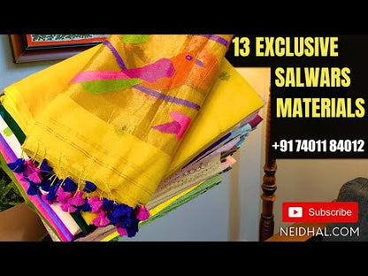 Black premium jakard cotton unstitched salwar material, fancy buttons& lace work on yoke, embroidered all over(lining optional)lace work on daman, matching spun cotton bottom, embroidered pure cotton dupatta with piping. CODE AG242801