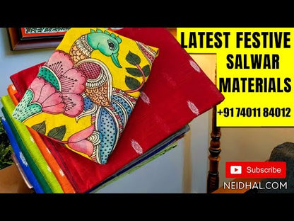 Black soft silk cotton unstitched salwar material, thread &sequins work on yoke(lining needed)matching bottom, soft silk cotton &organza dupatta with embroidered &sequins work. CODE JL251301