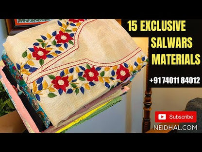 Black liquid fabric unstitched salwar material, embroidered on front(lining needed)matching liquid fabric bottom, digital printed soft mixed cotton dupatta. CODE AG252006