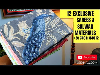 Grey batik dyed kantha cotton unstitched salwar material(lining optional)batik dyed cotton bottom, batik dyed pure mul cotton dupatta. CODE JN252205