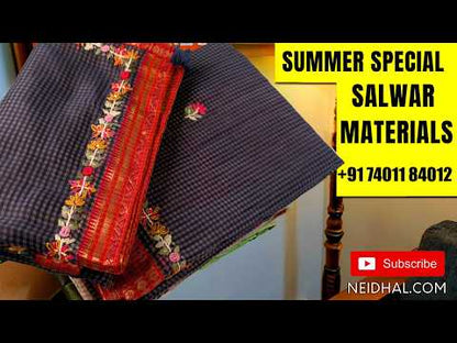 Lavender tissue silk cotton unstitched salwar material,printed yoke with zari work,digital printed daman,(Lining needed)santoon bottom,digital printed tissue silk cotton dupatta. AG260206