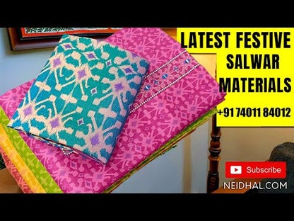 Dark wine Purple digital print silk cotton unstitched salwar material (lining needed) hand embroidery work on yoke, matching silky bottom, digital print, hand embroidery work on silk cotton dupatta . DC250101