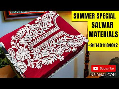 Lotus pink silk cotton unstitched salwar material,rich thread weaving on front,(Silky, Lining Needed)silky bottom, floral buttas on silk cotton dupatta with thread weaving pallu and borders(TAPPING NEEDED). AP261707