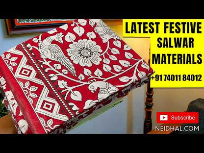 Pastel yellow digital printed semi gicha unstitched salwar material,( lining needed)printed yoke with faux mirror,weaving allover, fabric provided for lining, NO BOTTOM,digital printed semi gicha dupatta with printed pallu and zari woven borders. FB262507