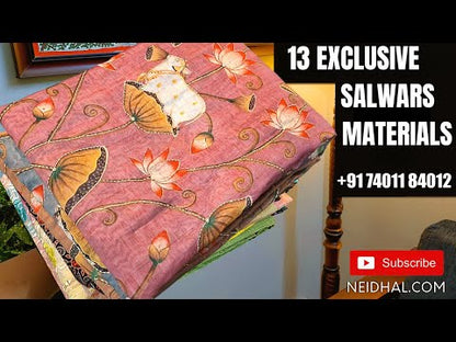 pink ikat printed premium cotton unstitched salwar material youtube video