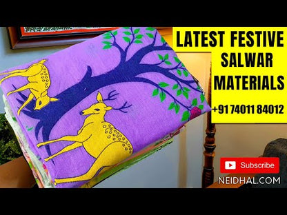 PREORDER SHIPPING IN 1 WEEK Blueish Grey fancy slub silk cotton unstitched salwar material, complete thread weaving all over (Thin, Textured, Lining Needed) NO BOTTOM, Thread woven slub silk cotton full length dupatta (TAPINGS NEEDED). SP252408