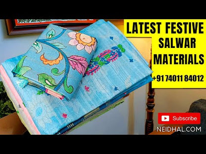 Maroon mercerised handloom cotton unstitched salwar material, checked all over, double side borders (Thin, Lining Needed) Fabric Measurement : 4.5 Metres, Full length dupatta. Note : Weaving Inconsistencies are not defects. NV252708