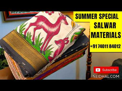Dark onion pink glazed cotton unstitched salwar material,thread embroidery work on yoke,(soft ,lining optional) matching cotton bottom, floral embroidery work on short width soft silk cotton dupatta with cutwork edges. MR262411